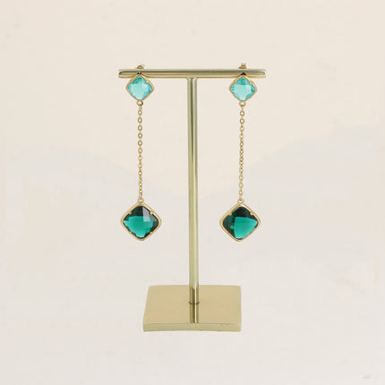 Boucles pendantes - 2 cristaux taillés carrés