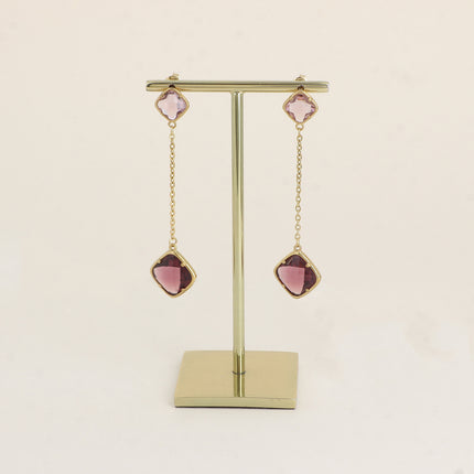 Boucles pendantes - 2 cristaux taillés carrés