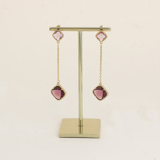 Boucles pendantes - 2 cristaux taillés carrés