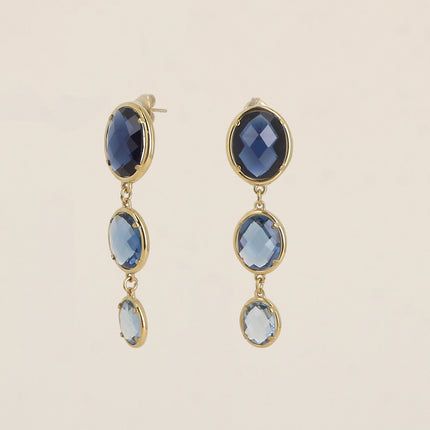 Boucles pendantes - 3 cristaux ovales
