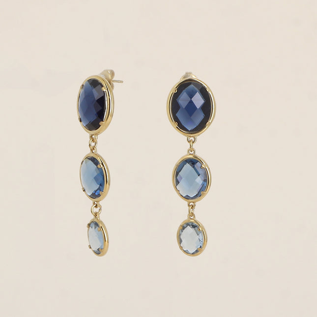 Boucles pendantes - 3 cristaux ovales