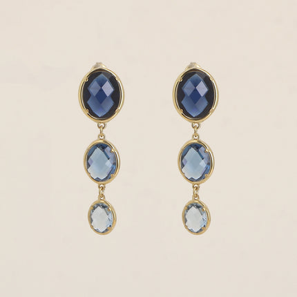 Boucles pendantes - 3 cristaux ovales
