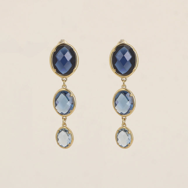 Boucles pendantes - 3 cristaux ovales