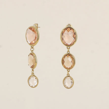 Boucles pendantes - 3 cristaux ovales