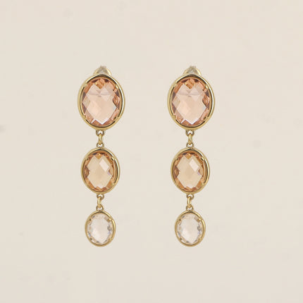 Boucles pendantes - 3 cristaux ovales