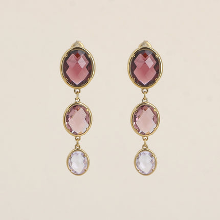 Boucles pendantes - 3 cristaux ovales