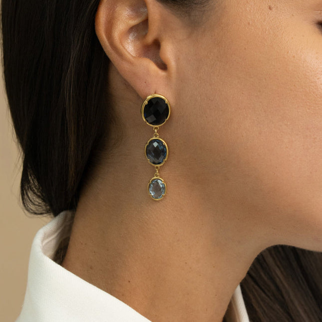 Boucles pendantes - 3 cristaux ovales