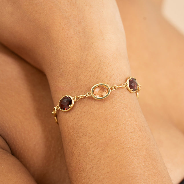 Bracelet - 6 cristaux taillés ovales