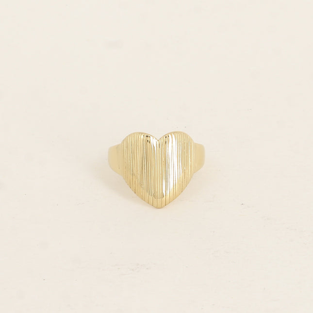 Bague - grand coeur avec liserés verticaux