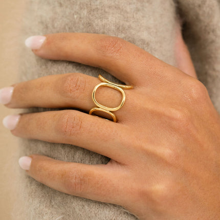 Bague large - formes ovales ajourées