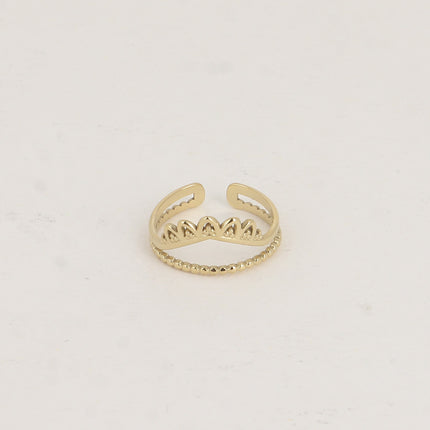 Bague - 2 rangs, anneau milgrain et V diadème
