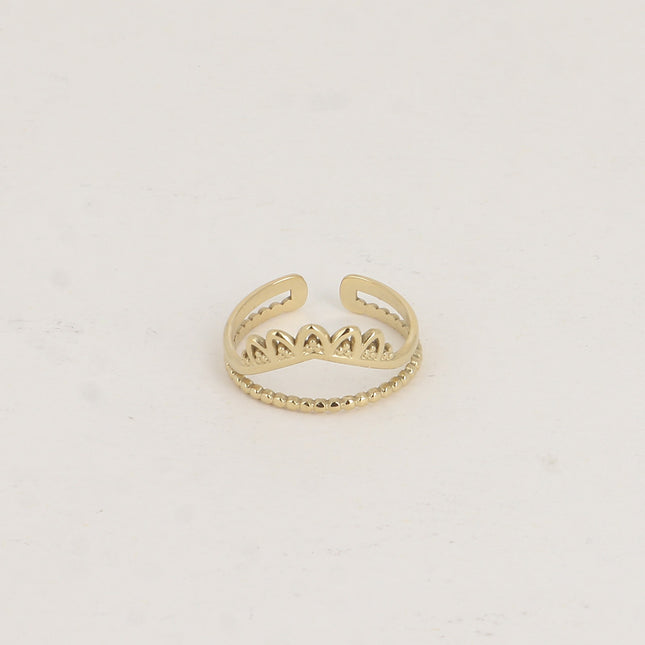 Bague - 2 rangs, anneau milgrain et V diadème