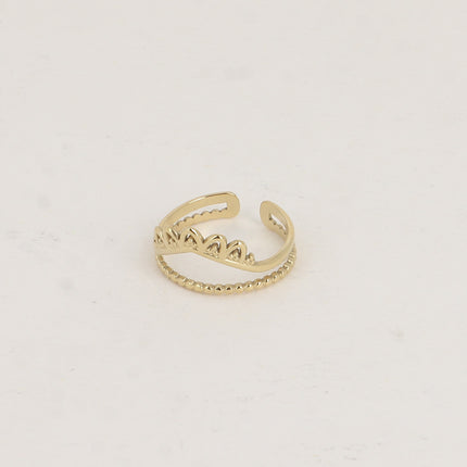 Bague - 2 rangs, anneau milgrain et V diadème