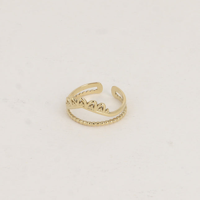 Bague - 2 rangs, anneau milgrain et V diadème