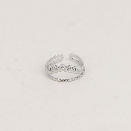 Bague - 2 rangs, anneau milgrain et V diadème
