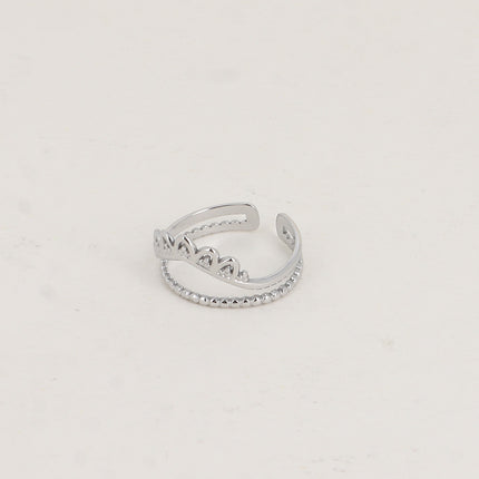 Bague - 2 rangs, anneau milgrain et V diadème