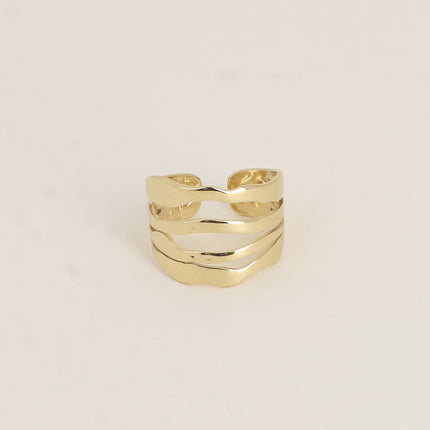 Bague large - 4 rangs ondulés