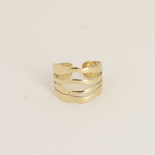 Bague large - 4 rangs ondulés