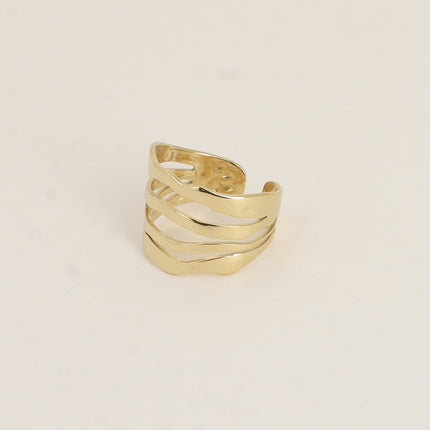 Bague large - 4 rangs ondulés
