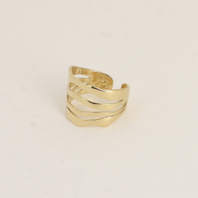 Bague large - 4 rangs ondulés