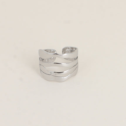 Bague large - 4 rangs ondulés