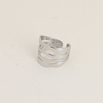 Bague large - 4 rangs ondulés
