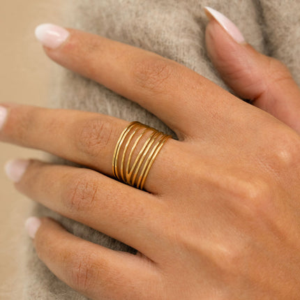 Wide ring - 8 thin bands