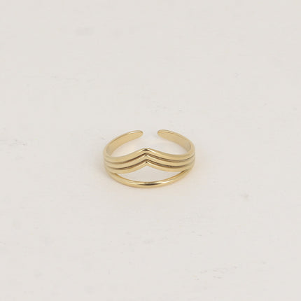 Bague - 4 rangs, barre et V
