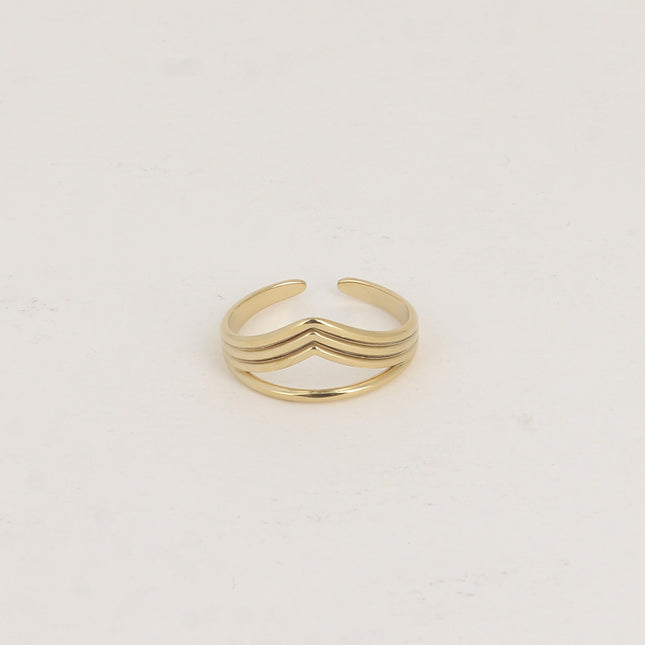 Bague - 4 rangs, barre et V