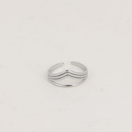 Bague - 4 rangs, barre et V