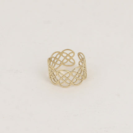 Bague large - motif rosaces ajourées effet milgrain