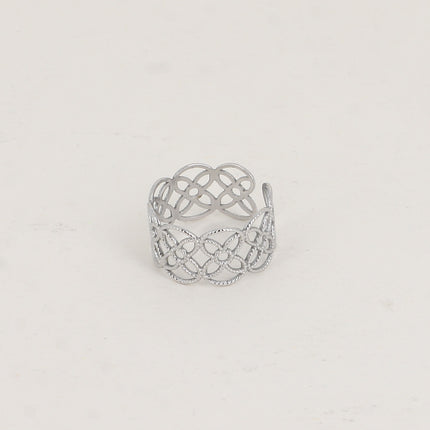 Bague large - motif rosaces ajourées effet milgrain