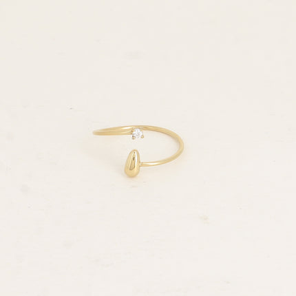Bague fine ouverte - goutte et oxyde de zirconium