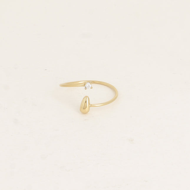 Bague fine ouverte - goutte et oxyde de zirconium