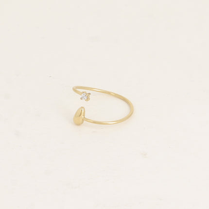 Bague fine ouverte - goutte et oxyde de zirconium