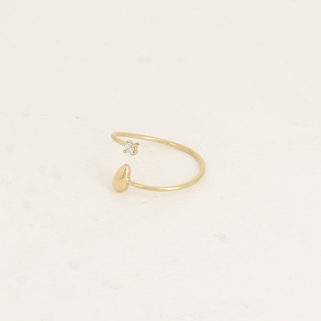 Bague fine ouverte - goutte et oxyde de zirconium