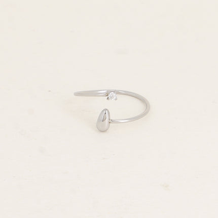 Bague fine ouverte - goutte et oxyde de zirconium