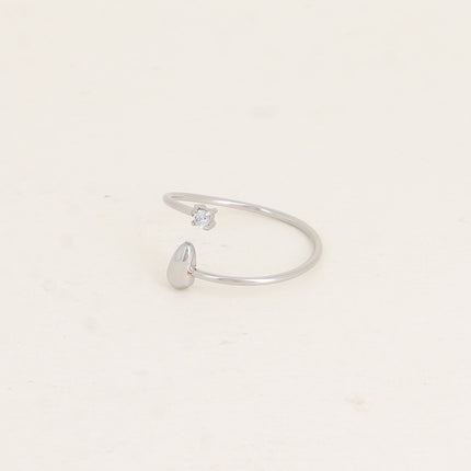 Bague fine ouverte - goutte et oxyde de zirconium