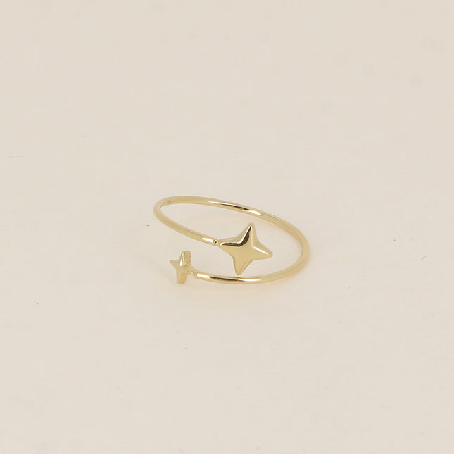 Bague fine - ouverte, 2 étoiles