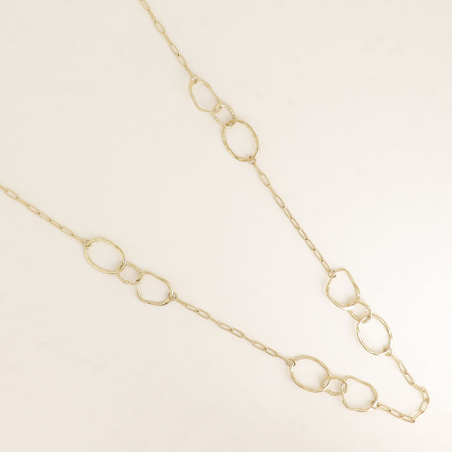 Sautoir / Collier 2 rangs - gros anneaux ovales et maillons ovales