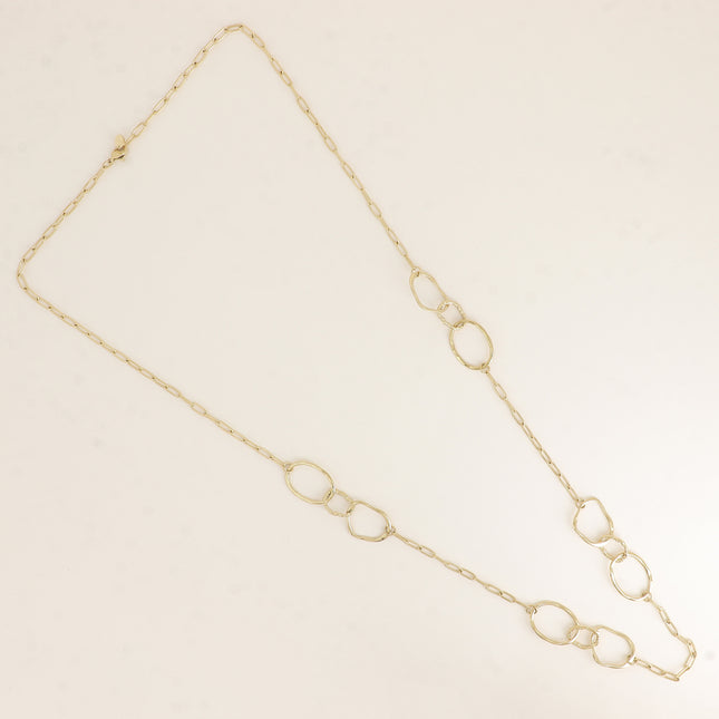 Sautoir / Collier 2 rangs - gros anneaux ovales et maillons ovales