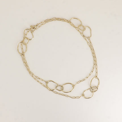 Sautoir / Collier 2 rangs - gros anneaux ovales et maillons ovales