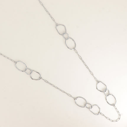 Sautoir / Collier 2 rangs - gros anneaux ovales et maillons ovales