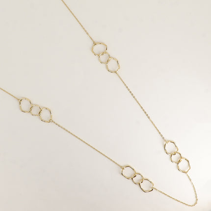 Sautoir / Collier 2 rangs - gros anneaux ronds et ovales, maille forçat