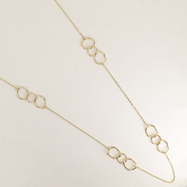 Sautoir / Collier 2 rangs - gros anneaux ronds et ovales, maille forçat
