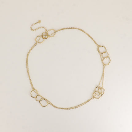 Sautoir / Collier 2 rangs - gros anneaux ronds et ovales, maille forçat