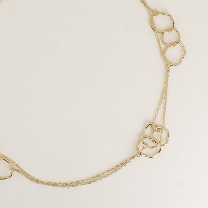 Sautoir / Collier 2 rangs - gros anneaux ronds et ovales, maille forçat