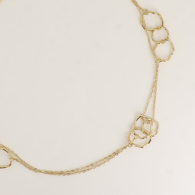 Sautoir / Collier 2 rangs - gros anneaux ronds et ovales, maille forçat