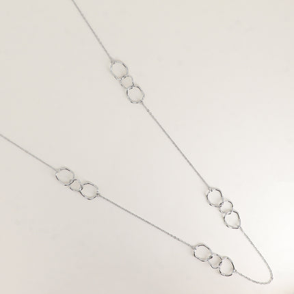 Sautoir / Collier 2 rangs - gros anneaux ronds et ovales, maille forçat