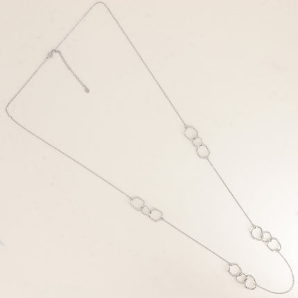 Sautoir / Collier 2 rangs - gros anneaux ronds et ovales, maille forçat
